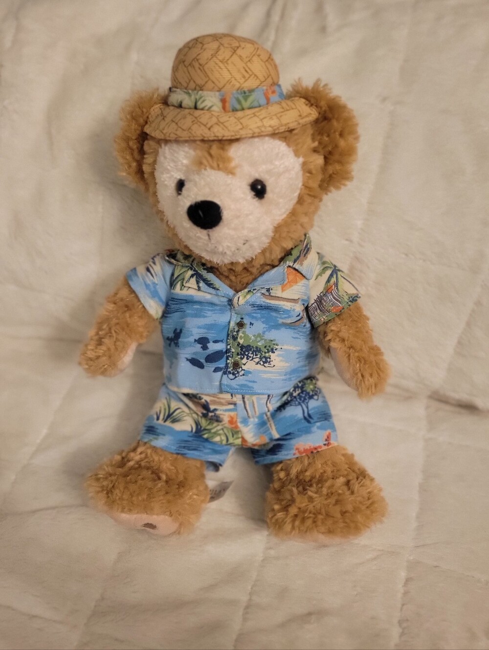 Disney Parks AULANI Duffy The Bear Plush Teddy Bear in Blue Hawaiian Outfit